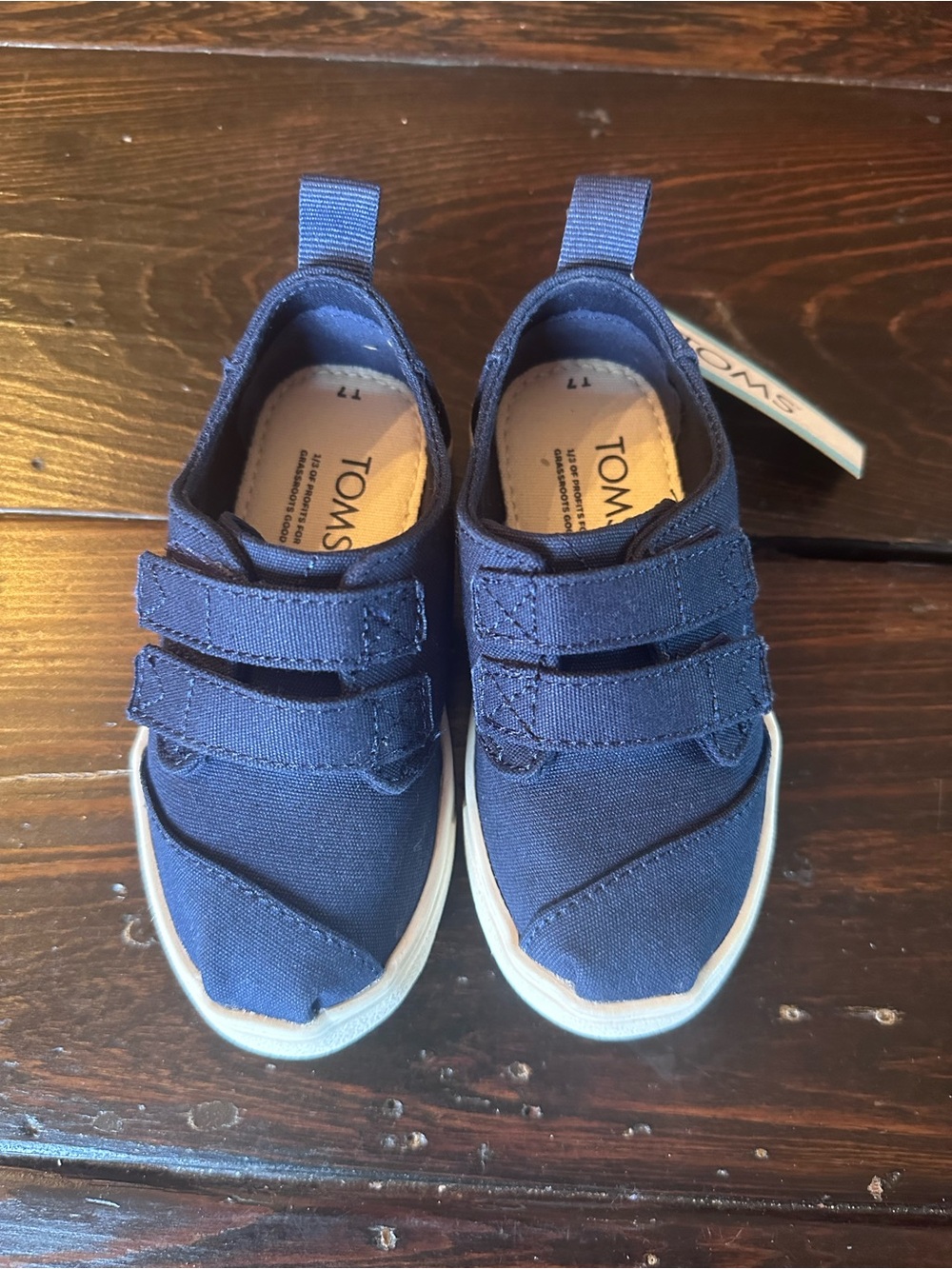 TOMS Kids Navy Canvas Double-Strap Sneakers - NWT